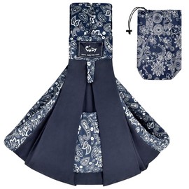 CUBY Wrap Baby Sling Carrier, Baby Wraps Sling Carrier Adjustable Breathable Lightweight Easy to Wearing - Baby Slings for Newborn Infant Toddler Front & Hip Carry Up to 40lbs (Dark Blue Floral)