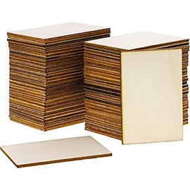 Wood Rectangles for Crafts, Unfinished Wooden Cutout Tile (2x3 in, 60 Pack)