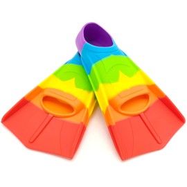 Fadgesy Swimming Training Fins,Comfortable Silicone Flippers for Swimming and Diving,Size Suitable Kids Girls Boys Adult (XX-Small, SixColorful-F)