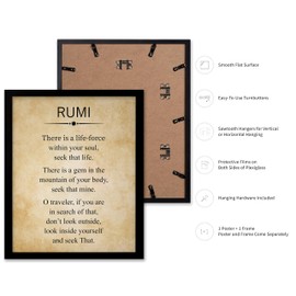 Poster Master Rumi Poster - Rumi Poem Print - Motivational Quote Art - Finding Your Passion Art - Graduation Gift for Men, Women - Inspiring Decor for Dorm, Office, Classroom, 8x10 Black Framed