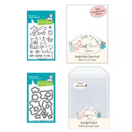 NA Yappy Birthday Add On Lawn Fawn Stamp & Die Set + Storage Pocket & Cardstock