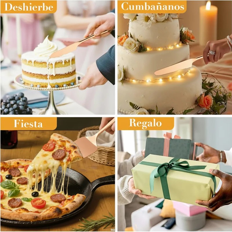 Cortador de Pastel GIEVULEO con Cuchillo y Pala de Acero