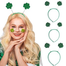 Evild Diademas para el Día de San Patricio, trébol verde, accesorios para el cabello, aro para el pelo, cabeza de duende para hombres y mujeres (C(3 piezas)