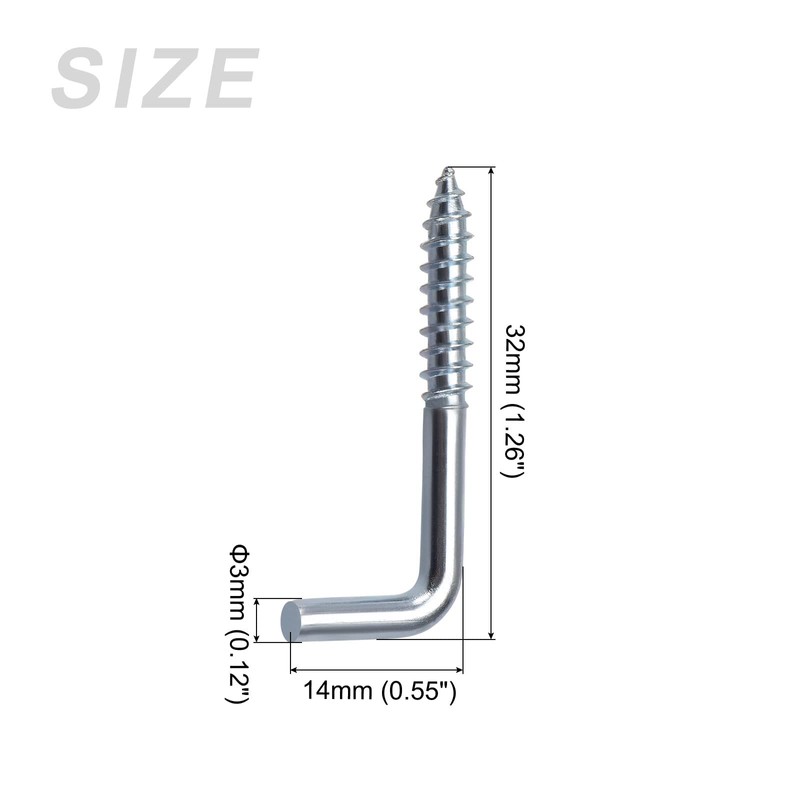 METALLIXITY 50pcs 32mm L Shaped Hooks Ceiling Hooks Metal Right