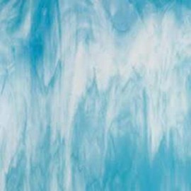 8" x 12" Sky Blue, White Wispy Wissmach Stained Glass Sheet-(1 Sheet) by BiNARi Glass Studio