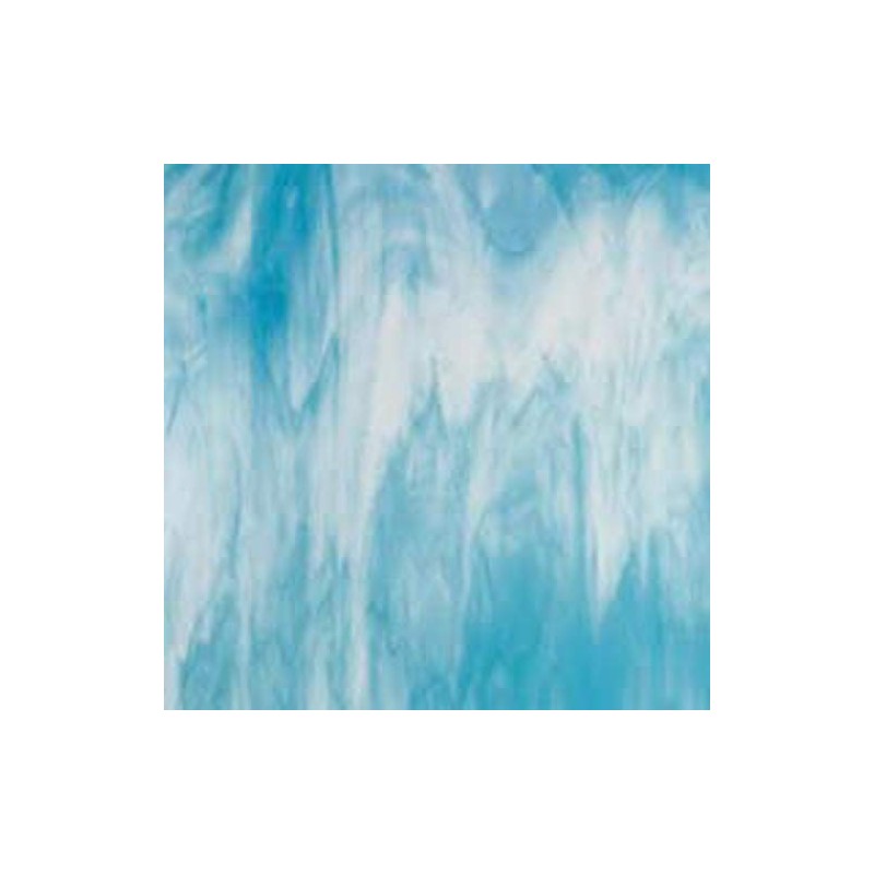 8" x 12" Sky Blue, White Wispy Wissmach Stained Glass