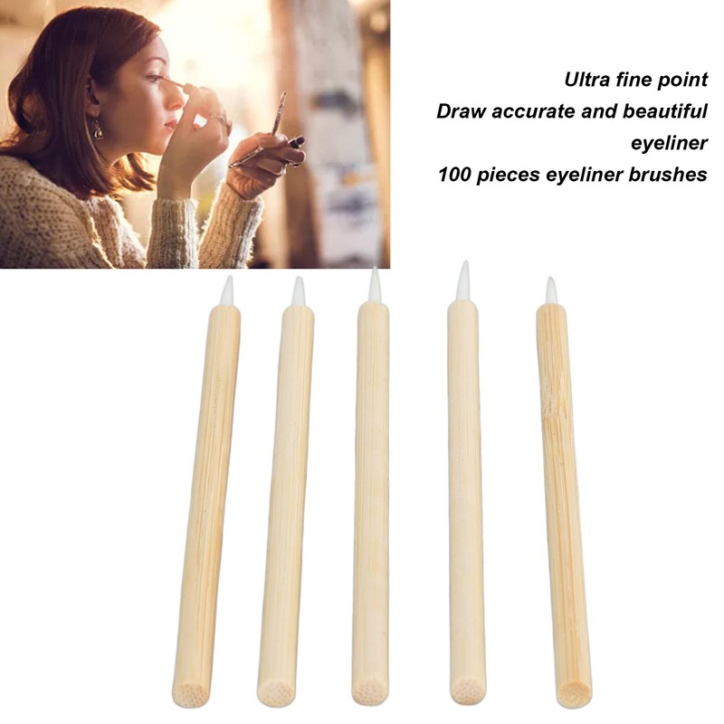 100pcs Eyeliner Brush Disposable Ultra Fine Point Eyeliner Applicator Cosmetic