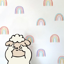 REGODI 72 Pcs Earthy Colors Rainbow Wall Decals Boho Rainbow Wall Stickers for Girls Bedroom Kids Play Room Decorative Decals (12 Sheets)