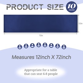 Teruntrue 10 Pack Navy Blue Table Runner 12 x 72 Inch Satin Table Runner for Rectangle Round Tables,Navy Blue Table Runner for Wedding,Birthday Banquets Engagements Party Decoration