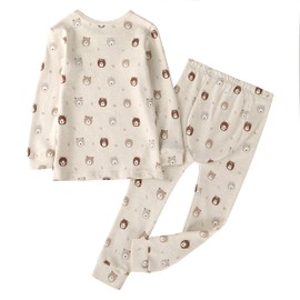 Owlivia Toddler Pajamas, 100% Organic Cotton Baby Long Sleeve Pajama Sets, Boy Girl 2-Piece Sleepwear(6 Years, Mini Bears)