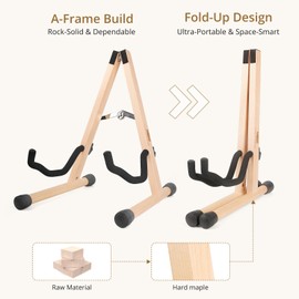 Guitar Stand,Acoustic Guitar Stand,Wood Classical Electric Guitar Stand,Foldable Bass Guitar Stand,Guitar Accessories also fit Bass,Violin,Ukulele(Hard Maple)