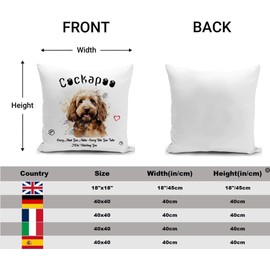 HUASHUZI Cushion Cover Cockapoo Gifts for Cockapoo Lovers Ornament Cockapoo Gifts for Women Dog Decorations Throw Pillow Case Decor Home Livingroom Couch Sofa 18"X18"(45x45cm)
