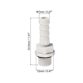 PATIKIL Hose Barb Fitting Straight 7mm Barbed G1/8 Male Thread, 8 Pack POM Plastic Pipe Connector, Grey