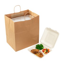 AmerCareRoyal Recyclable Kraft Paper Bags with Twisted Handles - Eco-Friendly Brown Grocery Bags - Durable & Recyclable Packaging, Kraft Paper, Shopping Bags, Brown Bags with Handles - 14"x10"x15.75",