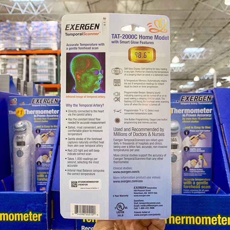 Exergen TAT2000C Temporal Scan Forehead Artery Thermometer Scanner SHIP from