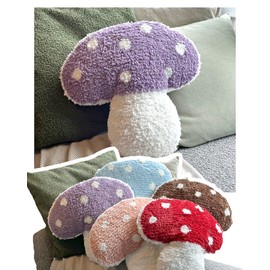 Dreamstall Mushroom Throw Pillow Tufted Mushroom Shape Decorative Cushion 15” x 15” – Mushroom Decor for Bed, Couch, Living Room (Purple)