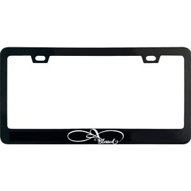 ZzUSoo Infinity Love Blessed License Plate Frame, 12 X 6 Inch Black Stainless Steel Car Accessories for Women/Men, with 2 Holes & Screws
