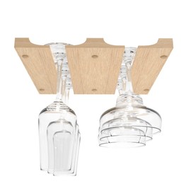 Wooden Wine Glass Holder for | Under Shelf Kitchen Stemware Rack | Wood Holding Rack for Wine Glasses and Stemware | Glassware Hanger and Organizer - Stores Up to 6 Glasses