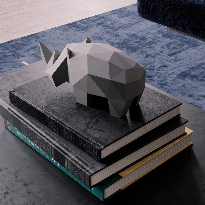 Yona DIY, Small Rhino Papercraft Kit, Small Rhino Paper Model,