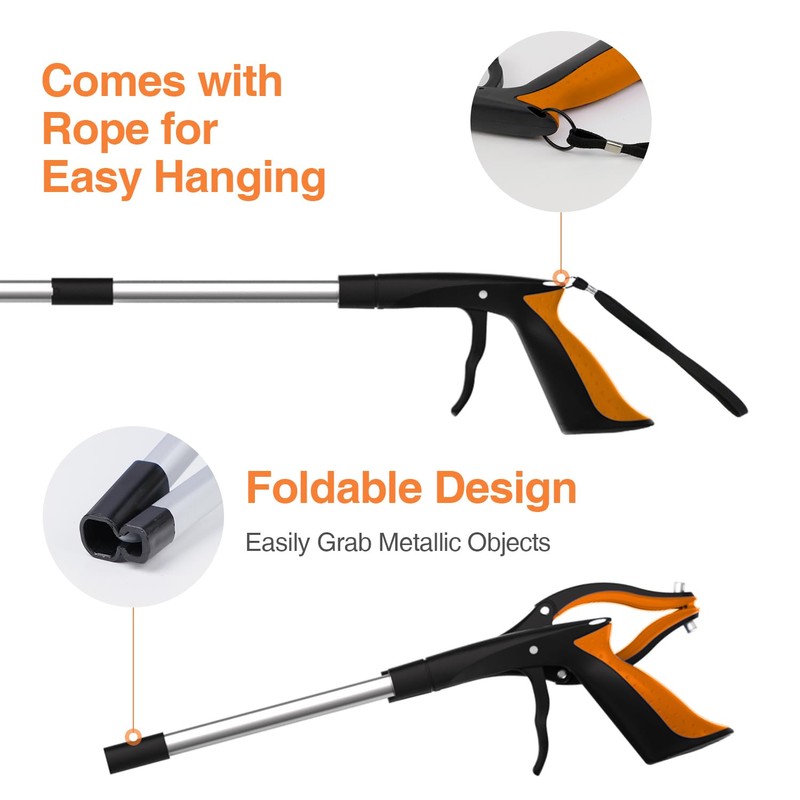 2-Pack Extra Long Grabber Reacher, 32" Foldable Trash Picker Grabber
