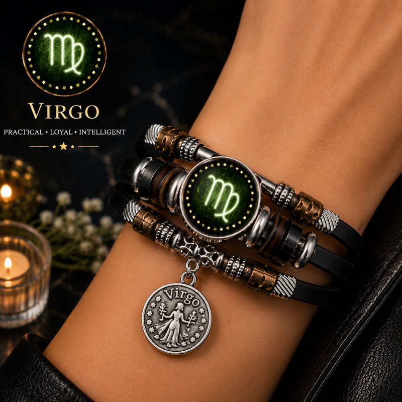 Starry Sky Zodiac Luminous Leather Bracelet for Men & Women