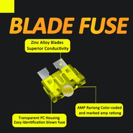 30Pcs 20A Standard Blade Fuses Kit - Standard Automotive Car Fuse Blade Fuse Assortment, Fuses Automotive, 20A Standard Boat fuse, Auto Truck ATC/ATO/APR/ATS Fuse Kit for Car/RV/Truck/Motor