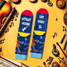 Zmart Violins Gifts for Men - Music Gifts Musical Socks for Violin Players Teachers, Violinists Gag Gift Teens