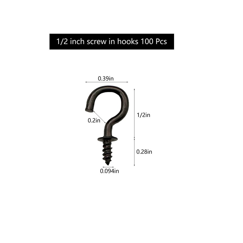 IDEALSV 100 Pcs 1/2" Small Screw Hooks, Screw in Ceiling