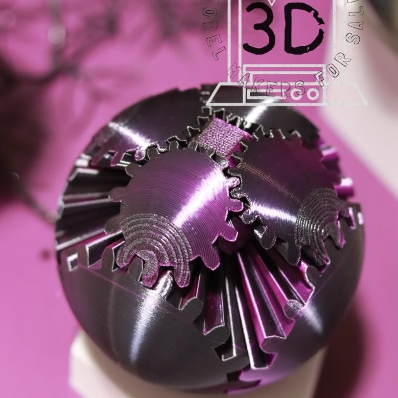 3D Printed - Mechanical Gear Ball Figurine Decor Plastic Smooth:_Black