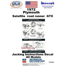 DCS Dales Cuda Shop 1972 Satellite Road Runner Jacking Instructions Trunk Lid Decal 3595702 MoPar US