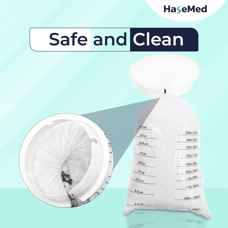 HaseMed Disposable Sick Bags with Closure Ring | Leakproof, Opaque