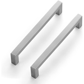 Fanruier 10 Pieces Square Brushed Black Aluminium Alloy Cabinet Door Handle, Kitchen Cupboard, Drawer, Wardrobe, Pull-Out Handle (Nickel, 160 mm)