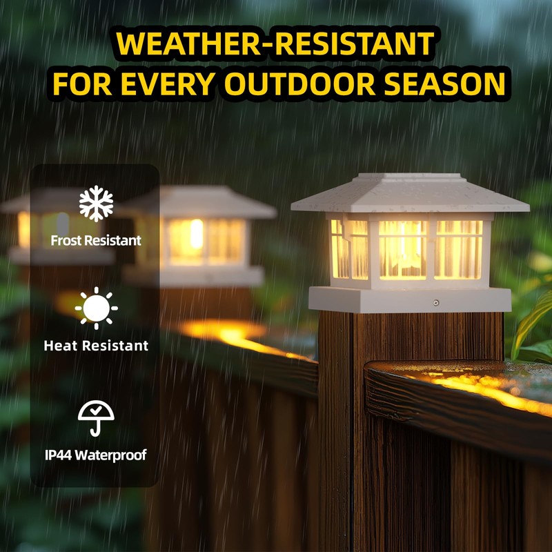 EXCMARK 4x4 Solar Post Cap Lights, 8 Pack Fence Deck