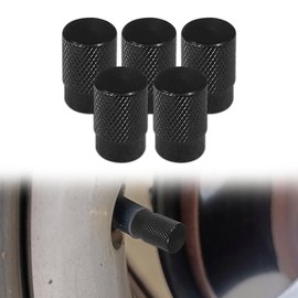 5 Pcs Car Tire Valve Stem Caps, Aluminum Tire Valve Stem Caps, Dust Proof with O Rubber Seal, Universal for Cars, SUVs, Bike, Trucks and Motorcycles (Black)