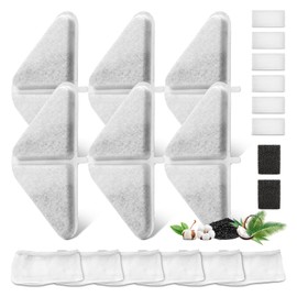 6 Sets of Replacement Filters for 230oz/7L Dog Water Fountain, GISOFIK Cat Water Fountain Filters, 5 Layers Filtration System Pet Fountain Filters Replacement (6 Filters+6 Mesh Bag+8 Sponge)