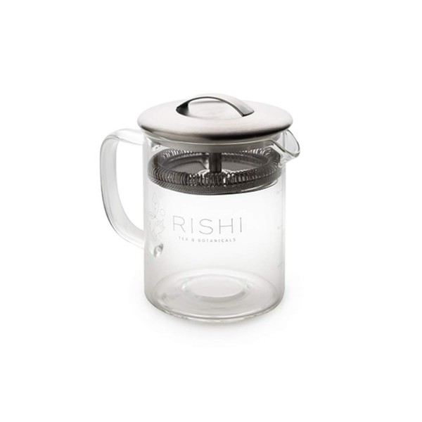 Rishi Tea Simple Brew Teapot - For 12oz Loose Tea Preparation, Built-in Strainer, Everyday Teaware, Easy to Clean, Borosilicate Glass, Enjoy Hot or Iced Tea - 400ml