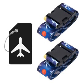 ZOUIQSS 2 Pack Adjustable Luggage Straps,Heavy Duty Suitcase Belts,Luggage Tag Travel Packing Straps with Quick Release Buckle(Astronaut)