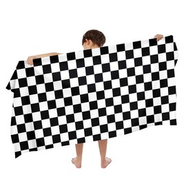 Ulticool Chessboard Towel - Child Girl Boy - Quick Drying Microfibre Bath Towel - 140 x 70 cm - for Travel Fitness Gym Sports Spa Yoga - Black White