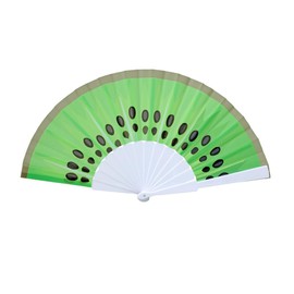 Hand Fan Plastic with Fruit Design Beautiful Fabric Printing Summer Women Feld Fold Fans (Kiwi Fruit)