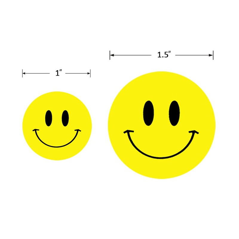 Hcode Happy Face Paper Stickers, 1 Inch Yellow, 500 Pieces