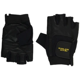 Gold`s GYM EX Leather Gloves G3403, Men's, Large Size, Beginner to Advanced, Leather Fits in Hands, Bench Press, Barbell Curl, Training Gloves, Hand Protection, Black, L (Approx. 9.1 inches (23 cm)