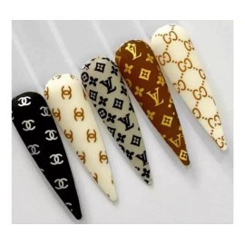 Foil De Marcas De Lujo Para Uñas Decoración 10 Tiras Logos