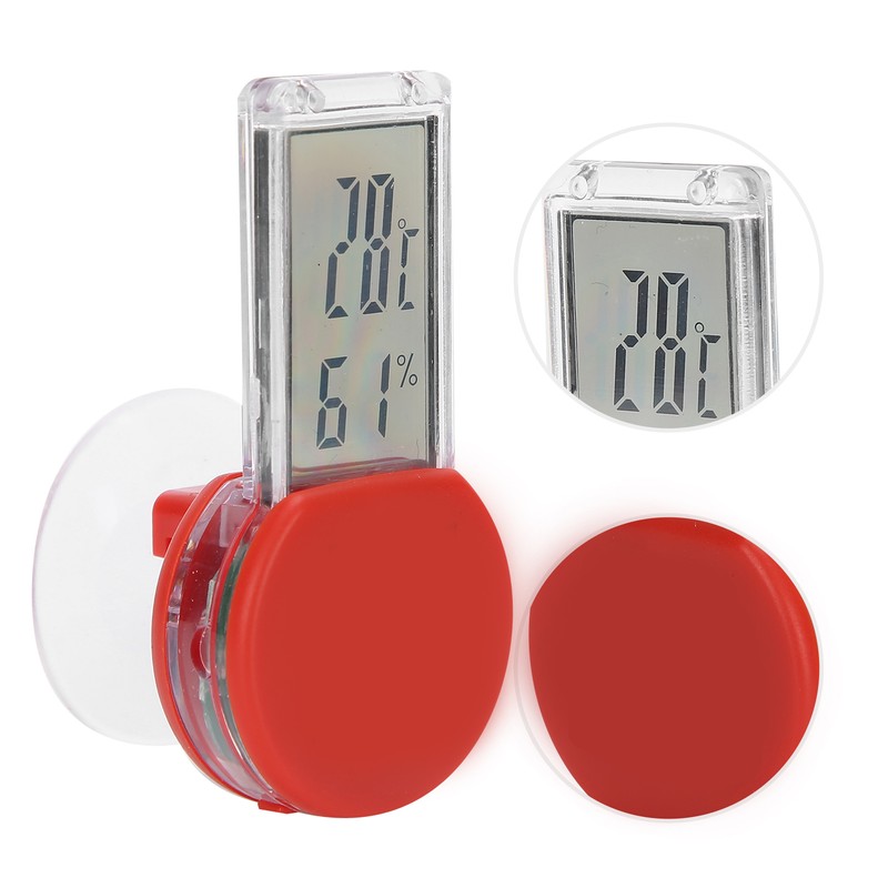 Reptile Terrarium Thermometer Hygrometer Digital Display Pet Tank Temperature GaugeRed