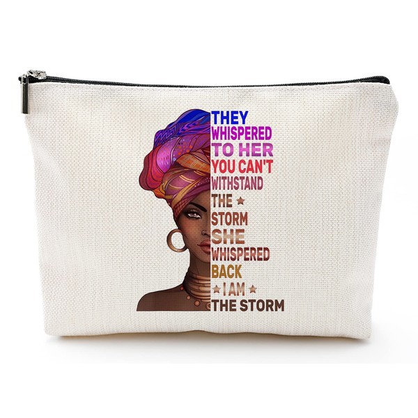 African American Makeup Bag for Purse Canvas Afro Black Women Cosmetic Bags Inspirational Gift Small Funny Cosmetics Pouch Travel Cases for Toiletries Accessories Organizer
