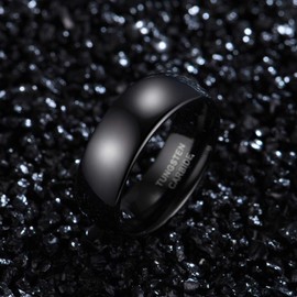 Zoesky 8mm Tungsten Wedding Band Ring for Men Black Gold Plated Domed High Polish Comfort Fit Size 6-15 (Black, 10)