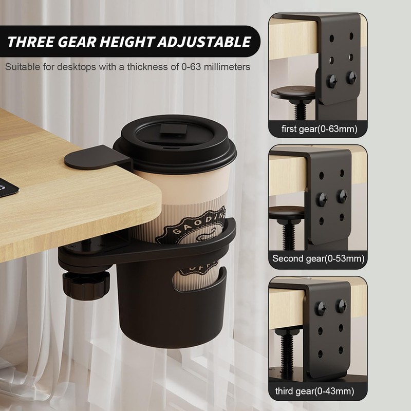 Drink Holder Desk, Cup Holder Table Anti Spill, 360 Degree