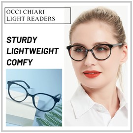 OCCI CHIARI Women Stylish Round Reading Glasses for Reader 00 100 125 150 175 200 225 250 275 300 350 400 500 600 (Black 100