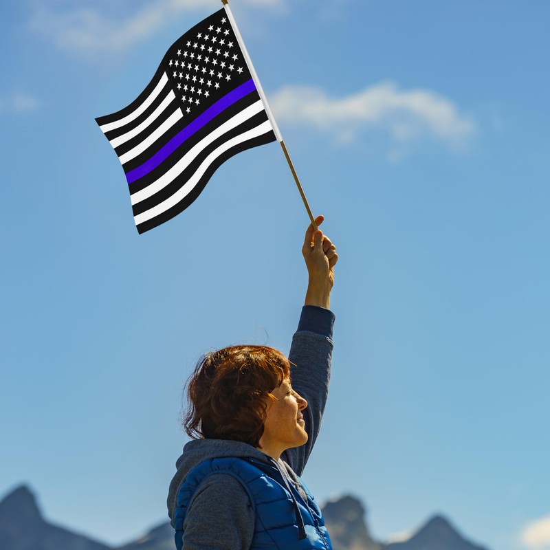 LoveVC 12Pcs 8×12 Inch Thin Blue Line Flags Small Police
