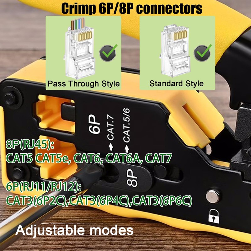 RJ45 Crimp Tool Pass Through Ethernet Crimping Tool for Cat5