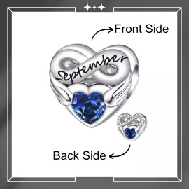 Minimalist Charm Jewelry September Heart Infinity Birthstone Charm For Bracelet, September Charm